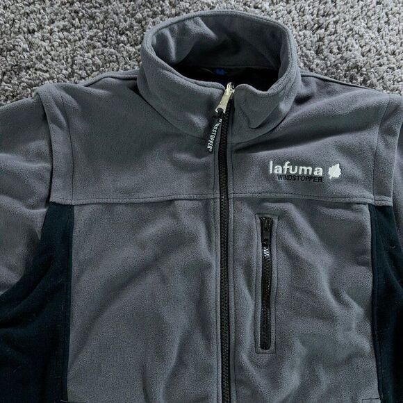 Lafuma Fleece Jacket Mens Medium Gray Black Full Zip Convertible to Vest - Picture 2 of 11